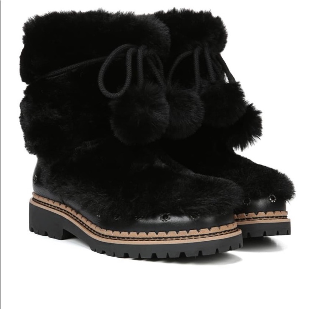 Sam Edelman Blanche Black Fur Boots Sz 7